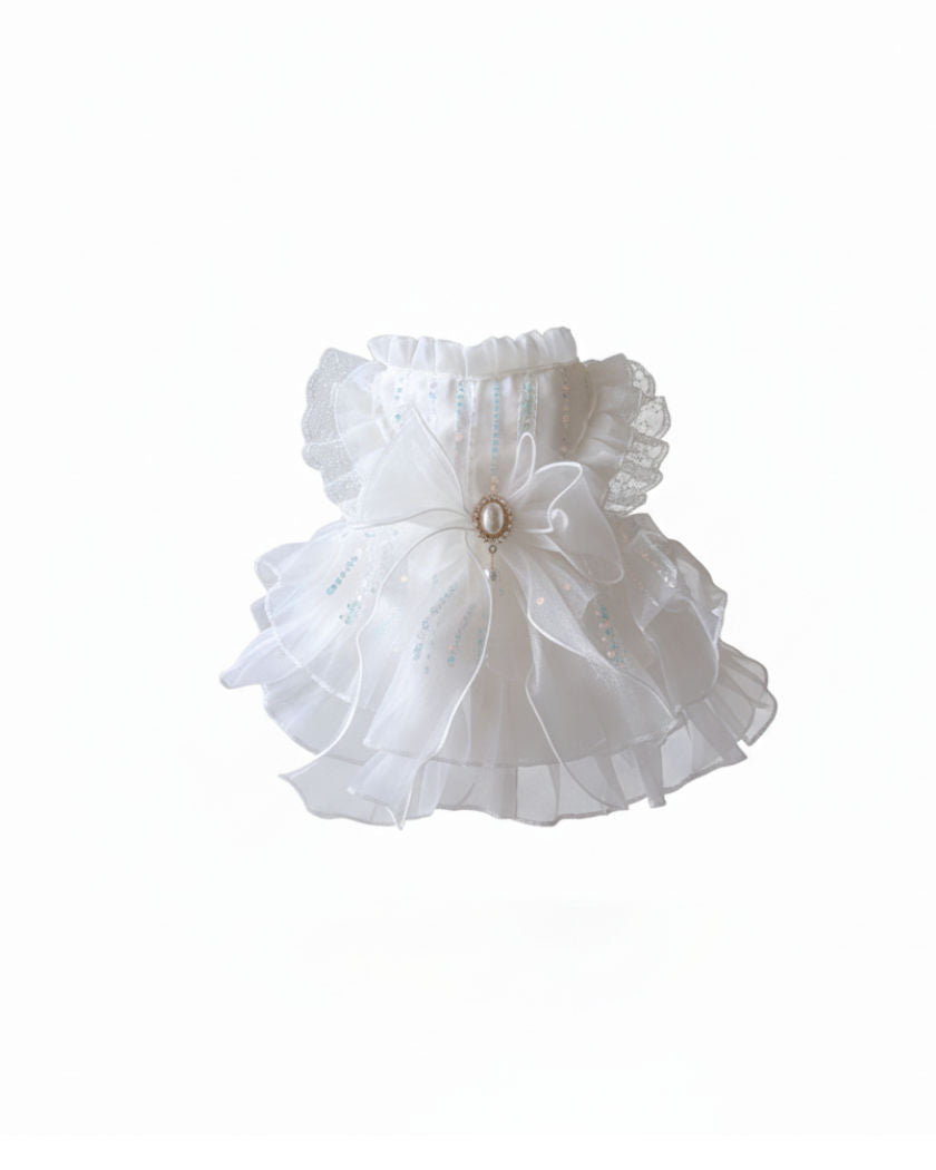 Pure & Lovely White Tulle Pet Dress (Dog & Cat) – For Birthday, Party & Photoshoots