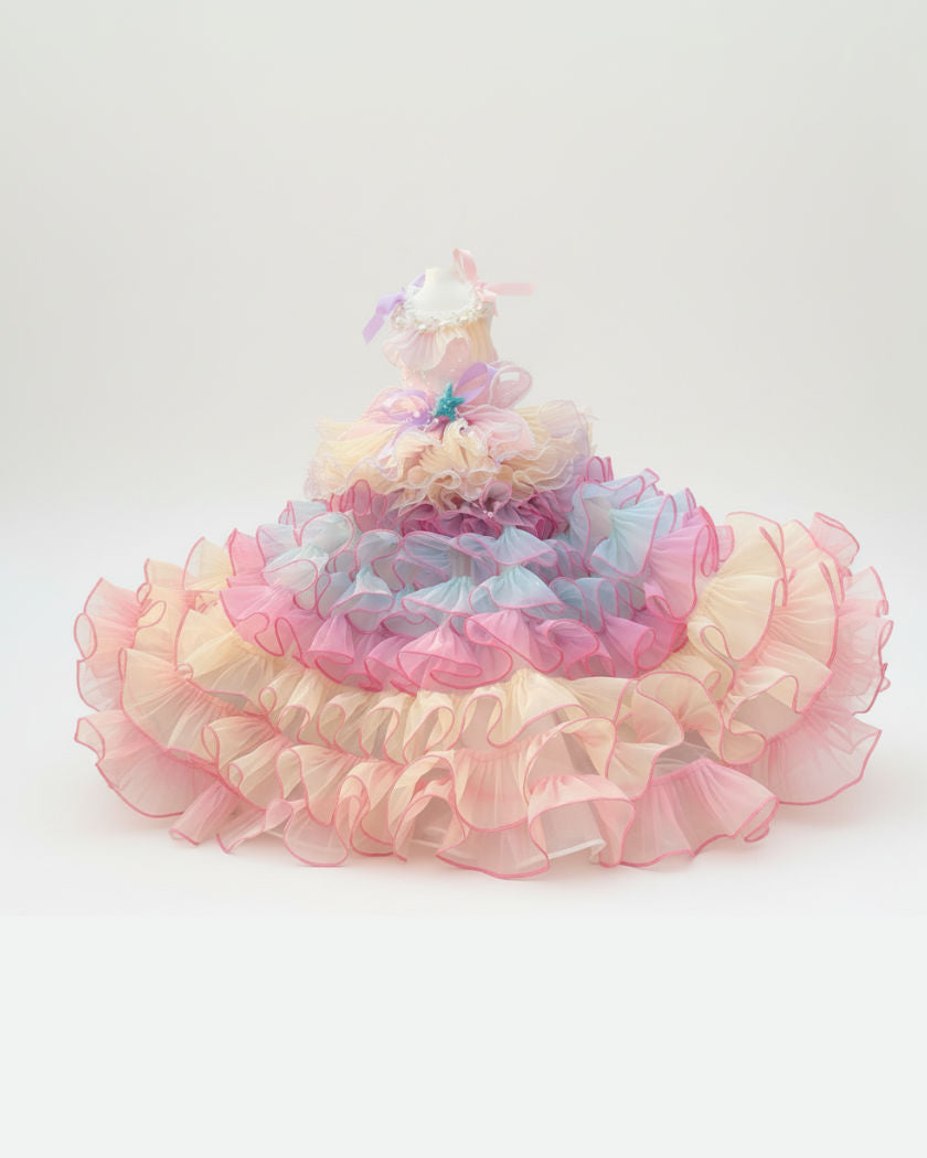 Sweet Together Pastel Rainbow Pet Dress (Dog & Cat) – Short Style or Full Gown