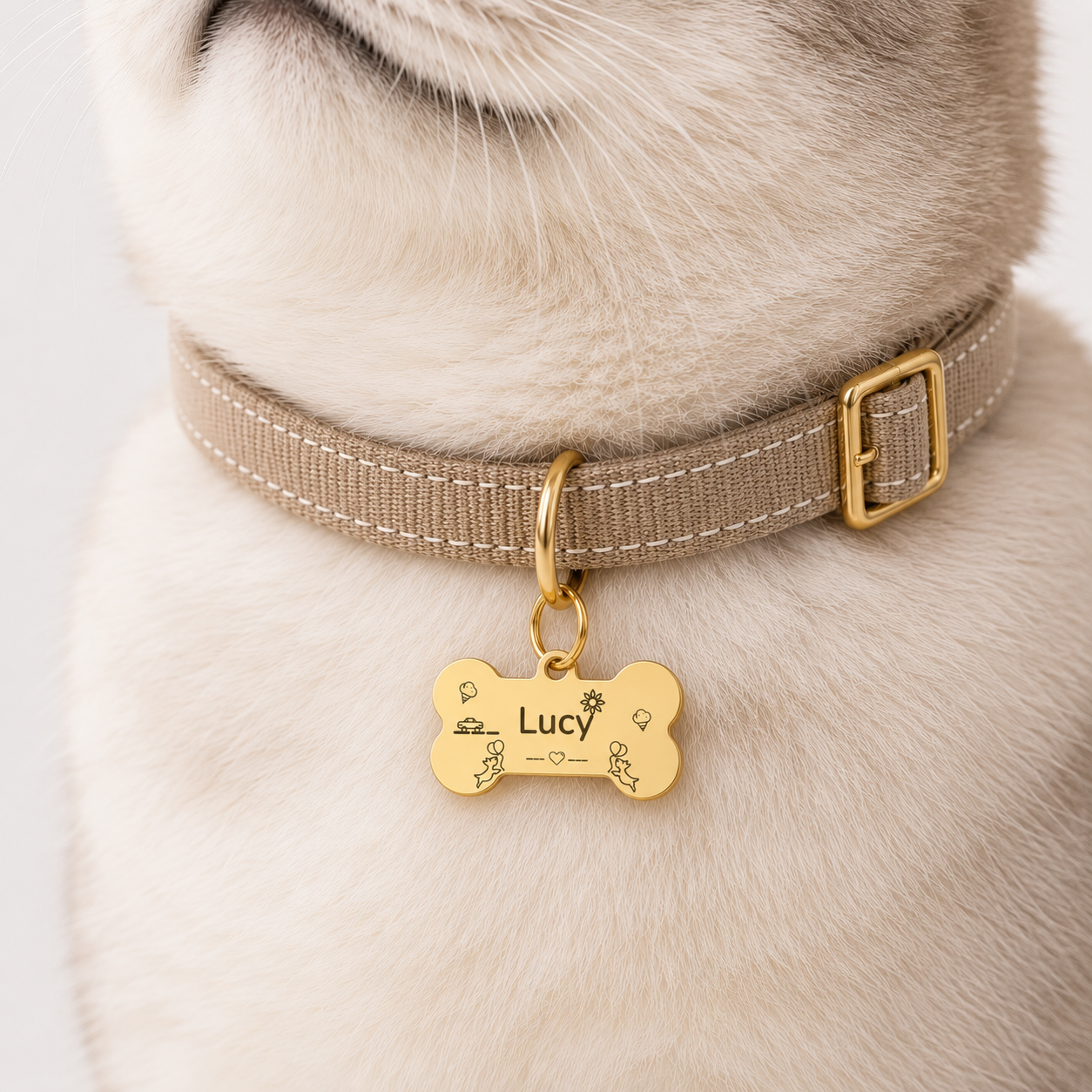 Safe & Loved Custom Bone Pet Tag