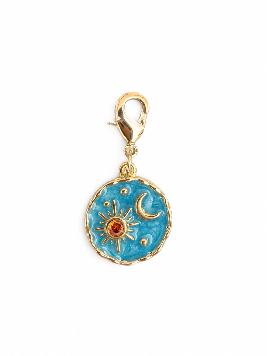 Sun & Moon Blue Enamel Pet Collar Charm