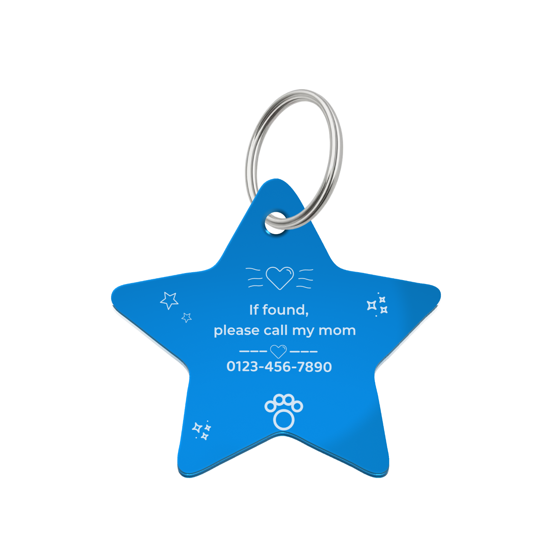 To the Moon Custom Star Pet ID Tag