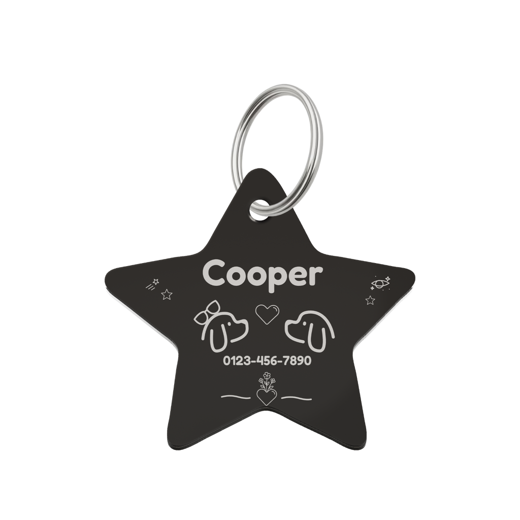Black Star Personalized Pet ID Tag