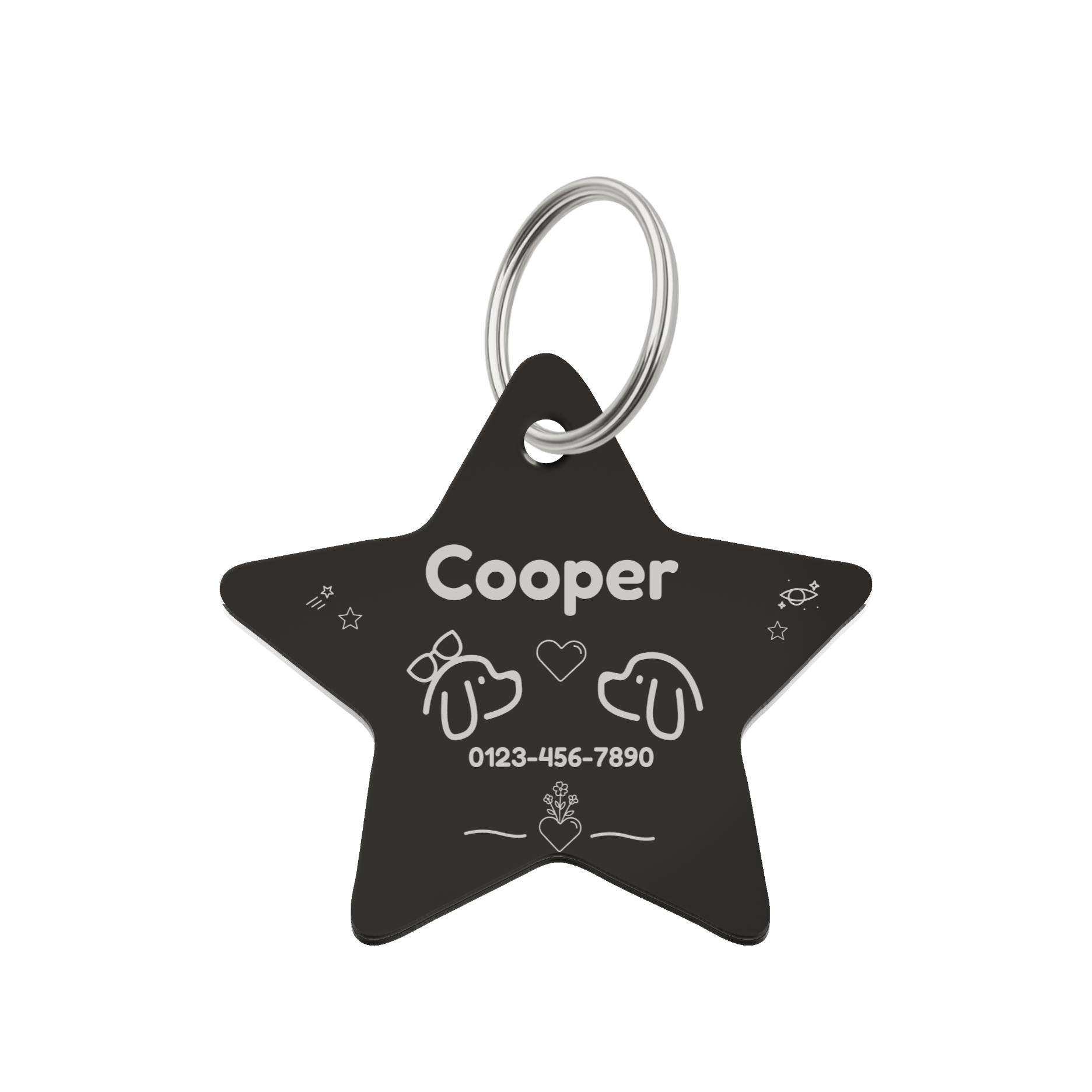 Black Star Personalized Pet ID Tag