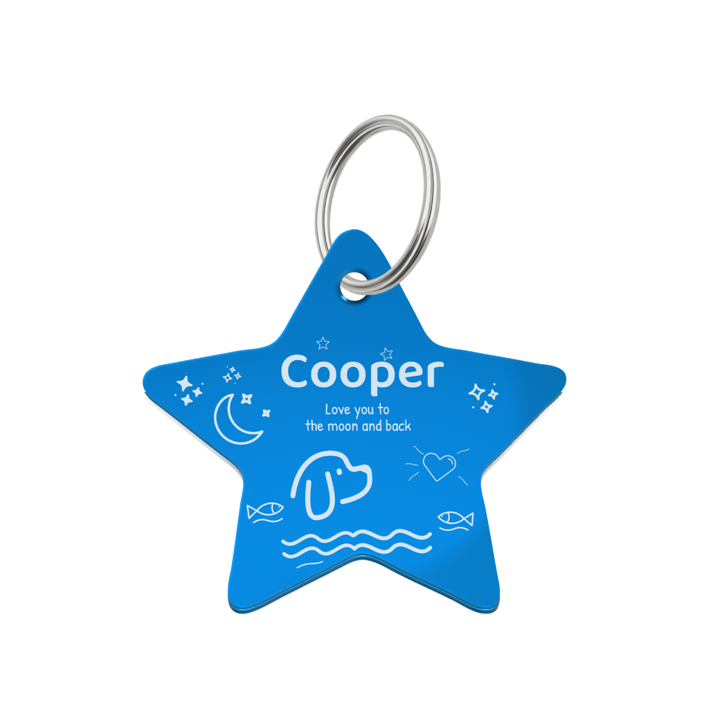 To the Moon Custom Star Pet ID Tag