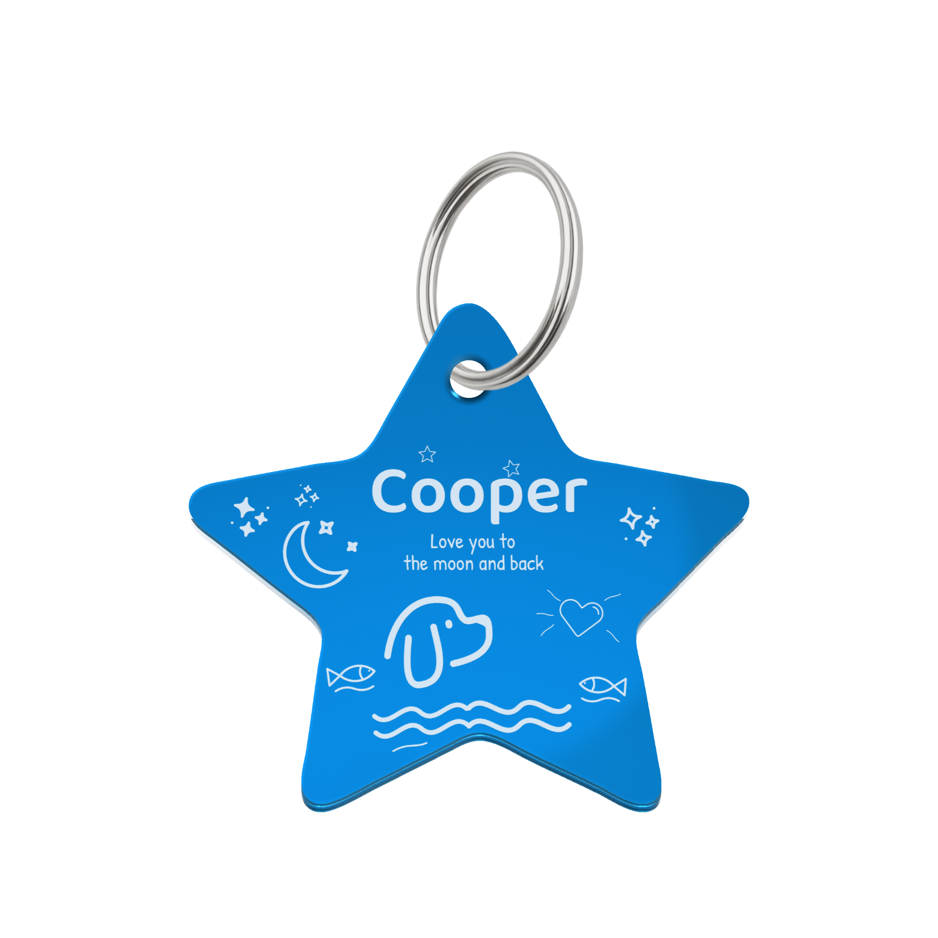To the Moon Custom Star Pet ID Tag