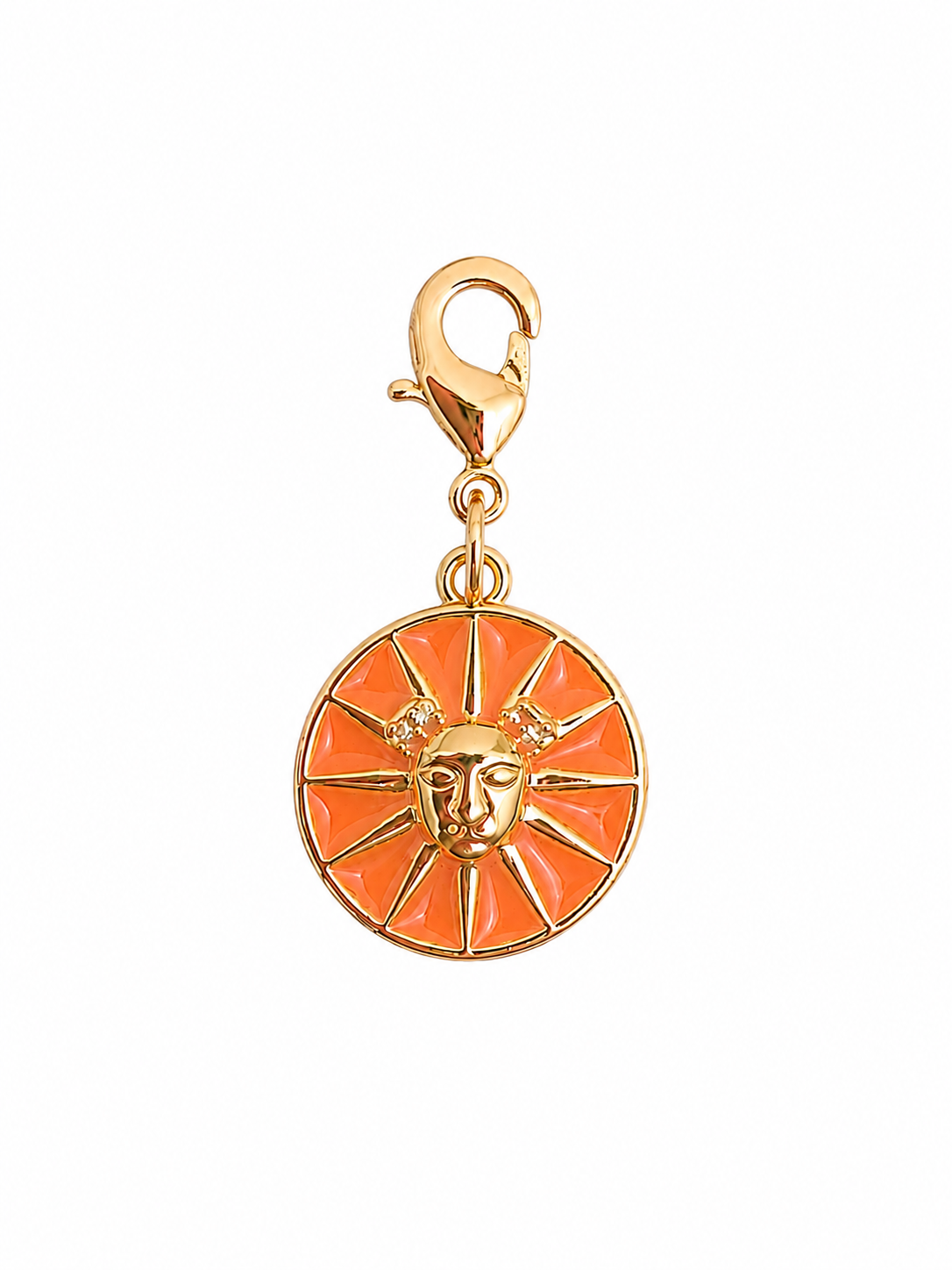 Orange Sun Face Pet Collar Charm