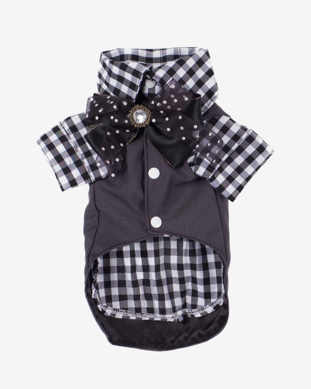 Black & White Gingham Vest Shirt Dog & Cat Outfit