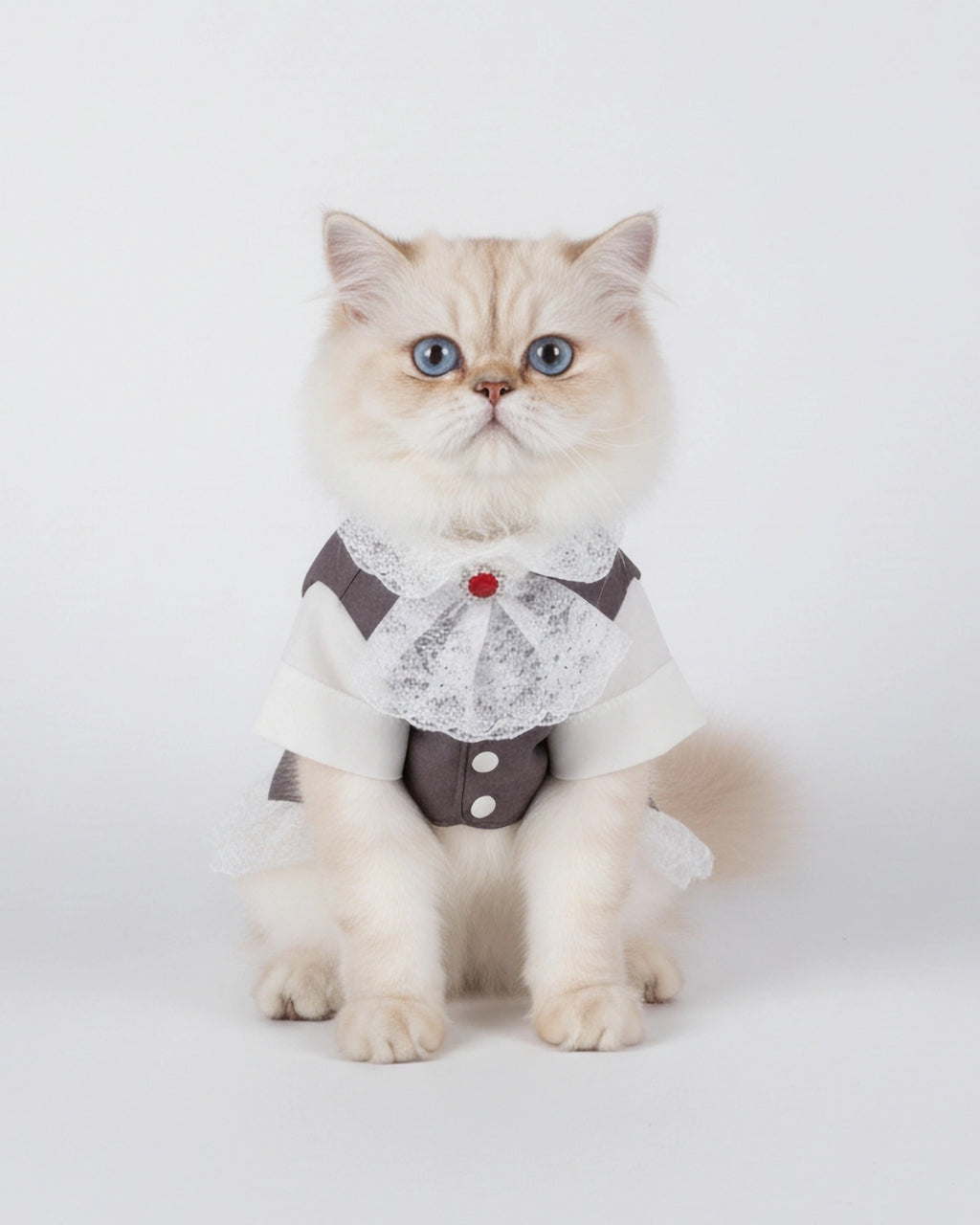 Gray Vest & White Shirt Dog & Cat Tuxedo – Bow Tie Ceremony Outfit