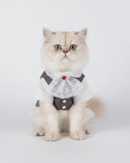 Gray Vest & White Shirt Dog & Cat Tuxedo – Bow Tie Ceremony Outfit