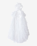 White Lace Tiered Tulle Dog & Cat Wedding Dress – Detachable 2-Piece Bridal Set