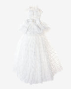 White Lace Tiered Tulle Dog & Cat Wedding Dress – Detachable 2-Piece Bridal Set