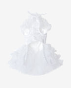 White Lace Tiered Tulle Dog & Cat Wedding Dress – Detachable 2-Piece Bridal Set