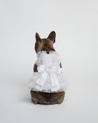 White Lace Tiered Tulle Dog & Cat Wedding Dress – Detachable 2-Piece Bridal Set