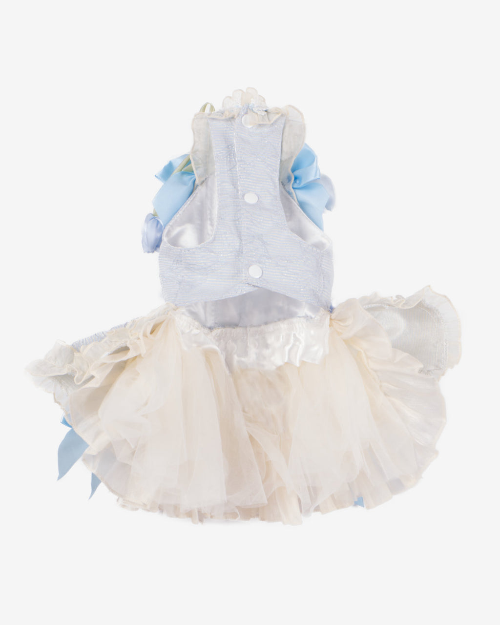 Layered Tulle Bow Dog & Cat Party Dress – Detachable 2-Piece Set, Floral Accents, 3 Colors