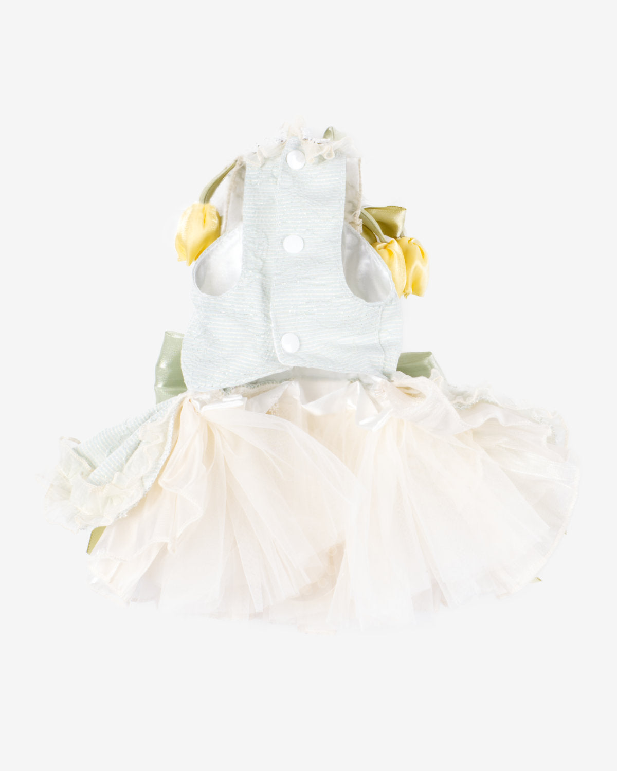 Layered Tulle Bow Dog & Cat Party Dress – Detachable 2-Piece Set, Floral Accents, 3 Colors