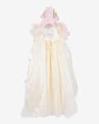 Layered Tulle Bow Dog & Cat Party Dress – Detachable 2-Piece Set, Floral Accents, 3 Colors