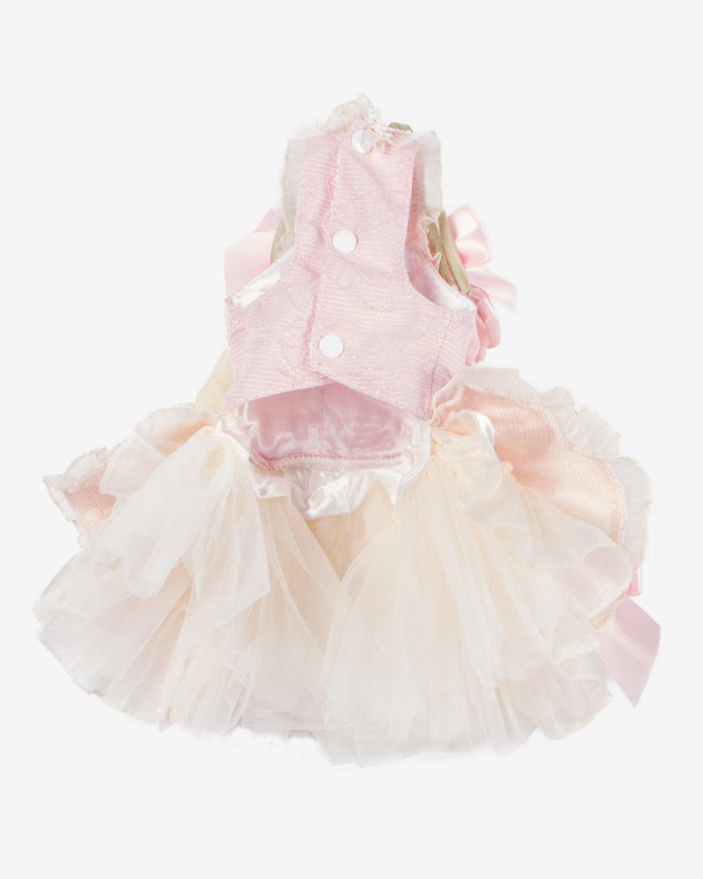 Layered Tulle Bow Dog & Cat Party Dress – Detachable 2-Piece Set, Floral Accents, 3 Colors