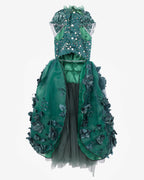 Emerald Green Sequin Floral Tulle Dog & Cat Dress – Elegant Wedding Style