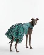 Emerald Green Sequin Floral Tulle Dog & Cat Dress – Elegant Wedding Style