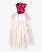 Champagne Tulle Lace Dog & Cat Party Dress with Rosette Bows – 2 Colors (Black/Red)