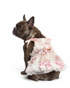 Floral Tulle Bow Dog & Cat Birthday Dress – Detachable 2-Piece Set