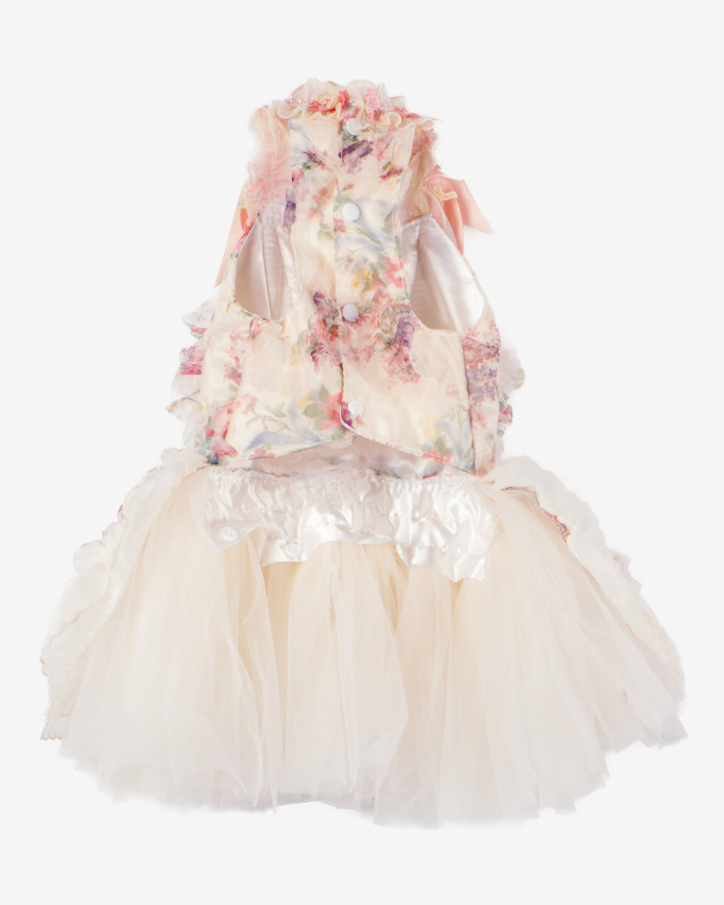 Floral Tulle Bow Dog & Cat Birthday Dress – Detachable 2-Piece Set