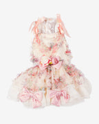 Floral Tulle Bow Dog & Cat Birthday Dress – Detachable 2-Piece Set