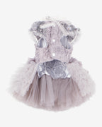 Gray & White Lace Tulle Dog & Cat Wedding Dress – Detachable 2-Piece Bridal Set