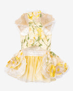 Cream Yellow Embroidered Floral Lace Dog & Cat Dress – Vintage Elegant Style