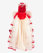 Red & Ivory Heart Tulle Dog & Cat Dress – Detachable 2-Piece Set