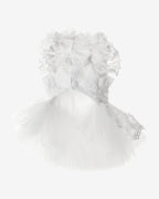 White Lace Ruffle Dog & Cat Dress – Satin Bow (Wedding)