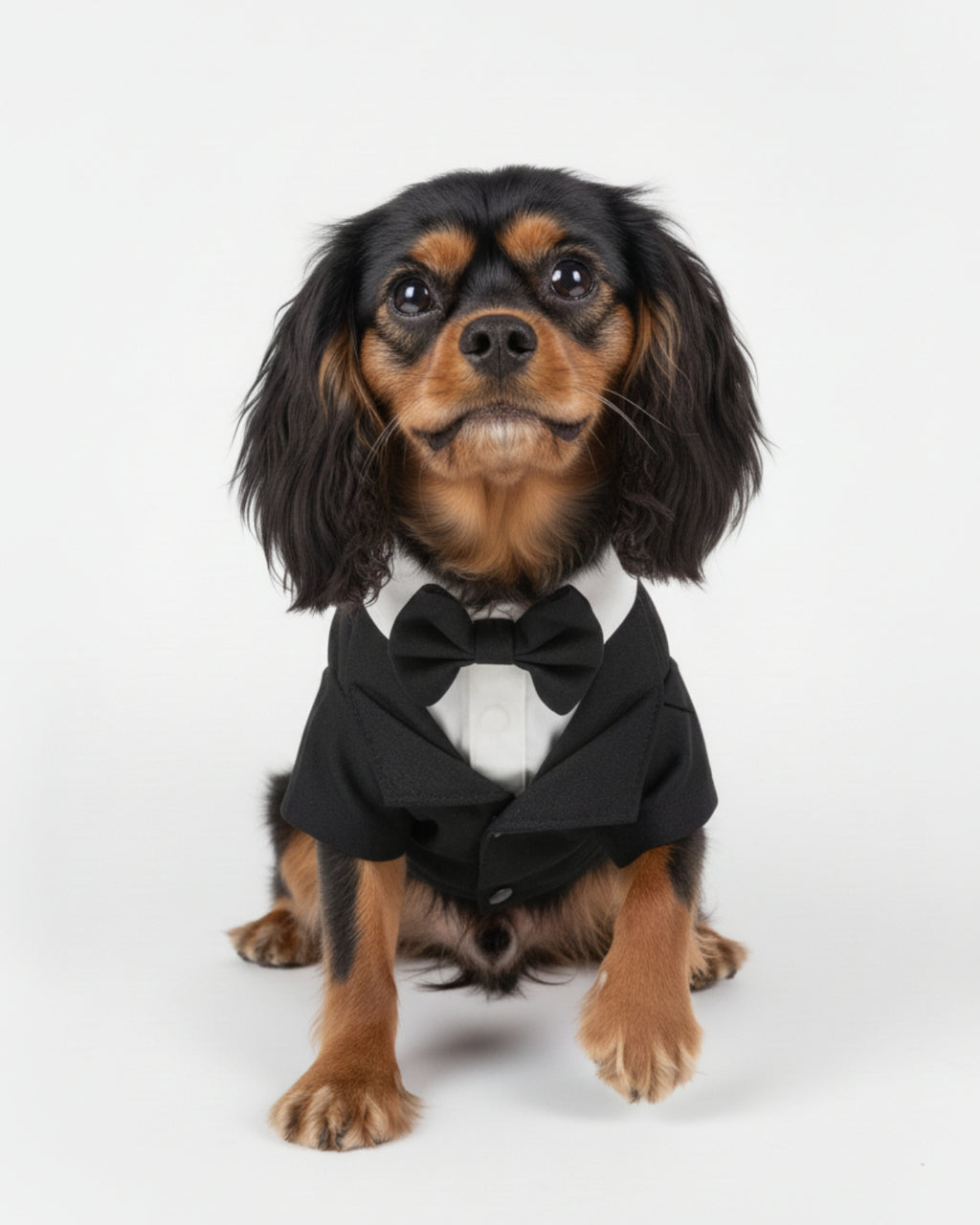 Black & White Bow Tie Dog & Cat Tuxedo Outfit – Wedding & Birthday Style