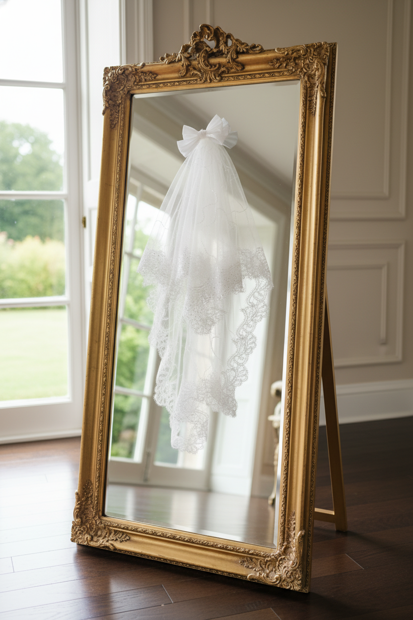 White Lace Trim Dog & Cat Wedding Veil – Lightweight Bow Bridal Headpiece