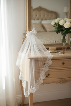 White Lace Trim Dog & Cat Wedding Veil – Lightweight Bow Bridal Headpiece