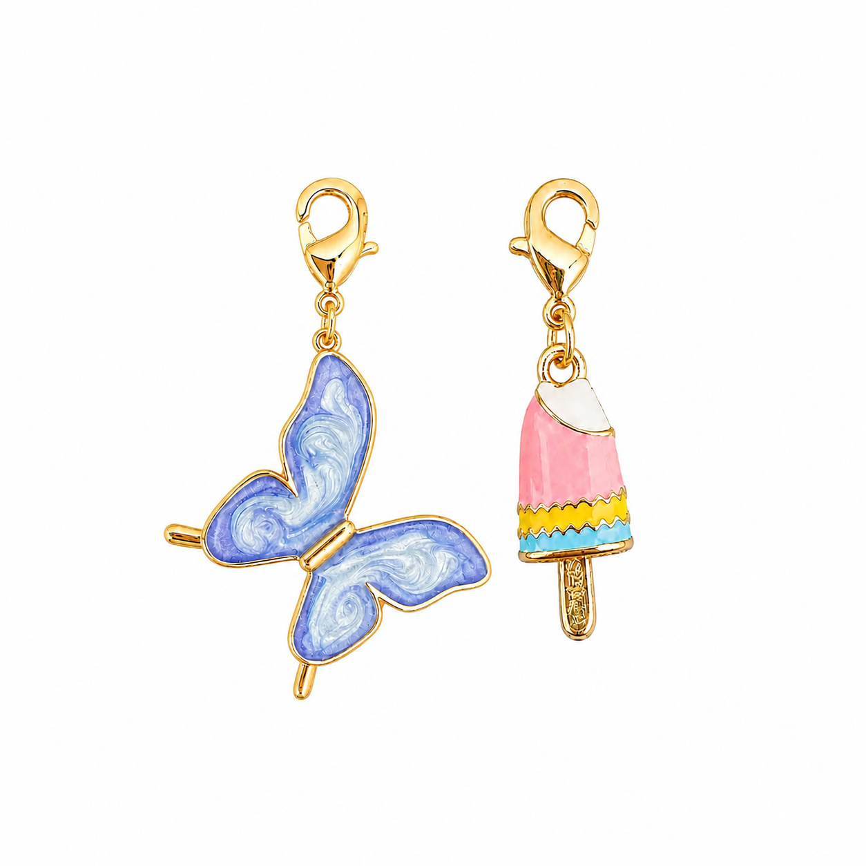 Blue Butterfly & Ice Pop Charm Set