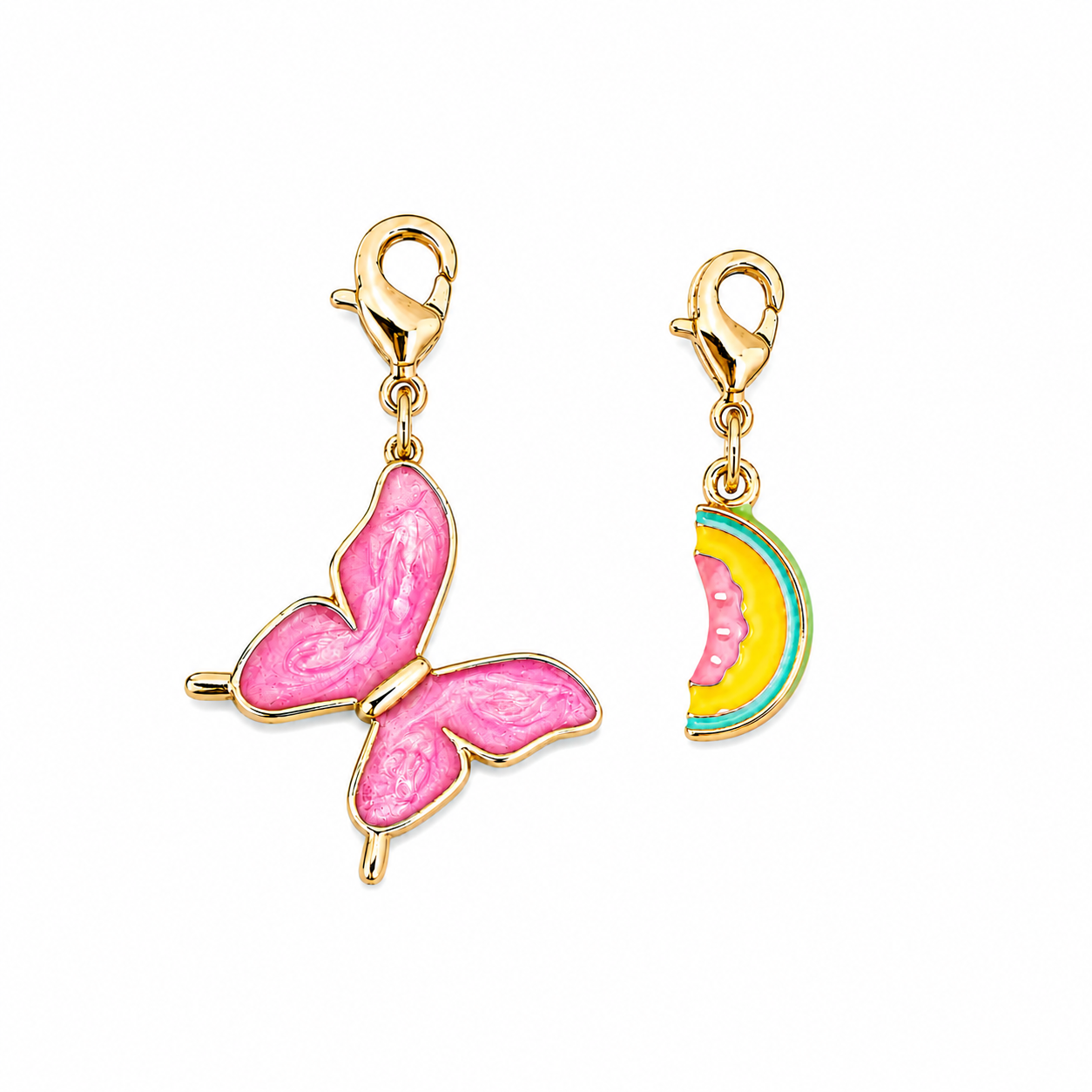 Pink Butterfly & Watermelon Charm Set