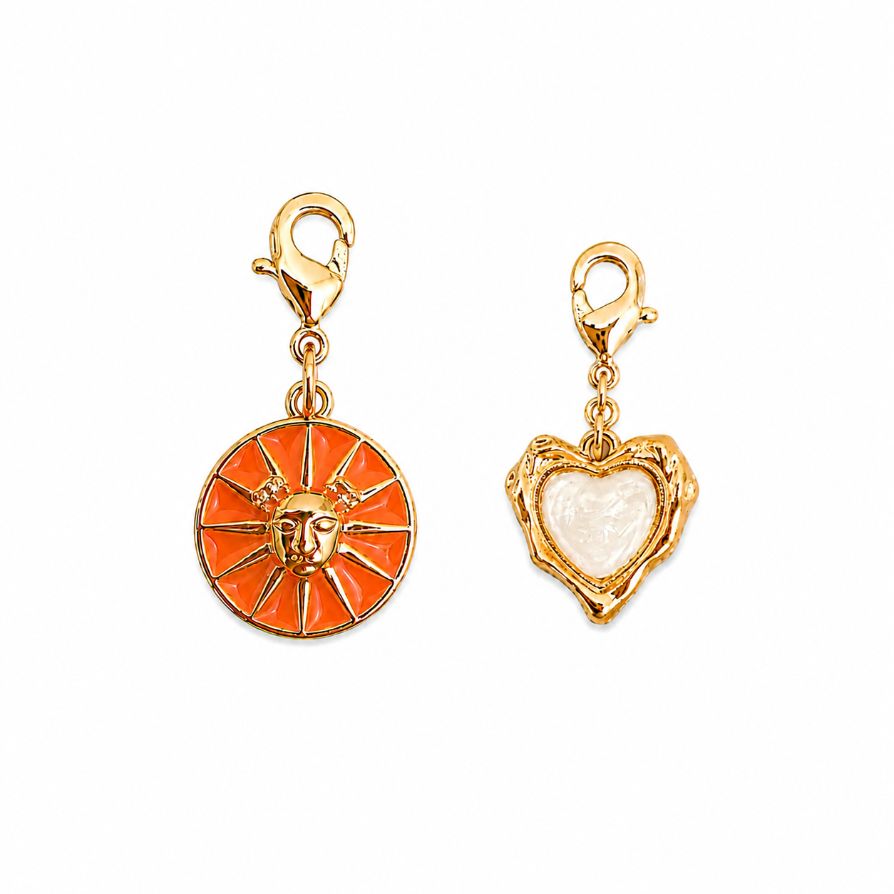 Sun & Pearl Heart Charm Set