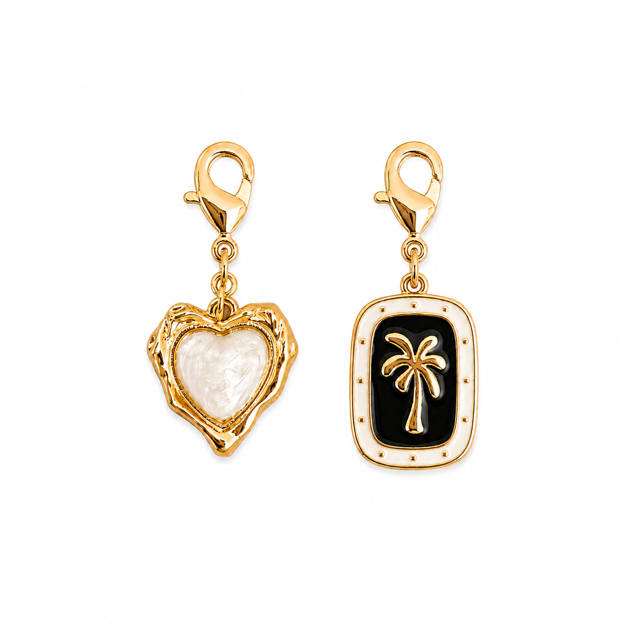 Golden Heart & Palm Charm Set